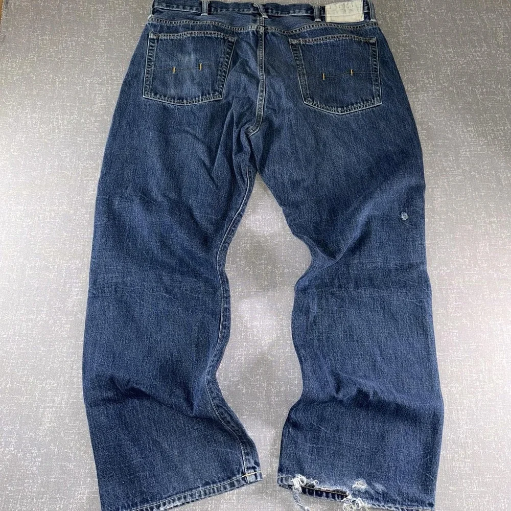 Polo Ralph Lauren Vintage 67 Jeans Mens 38x30 Blue Relaxed Straight Distressed